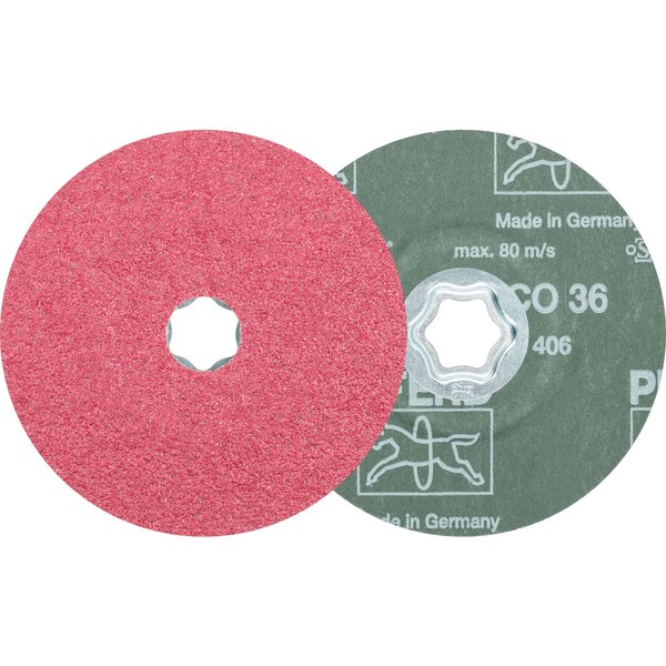 Pferd COMBICLICK® Fiber Disc, 5" Dia. Ceramic Oxide CO, 36 Grit 40705